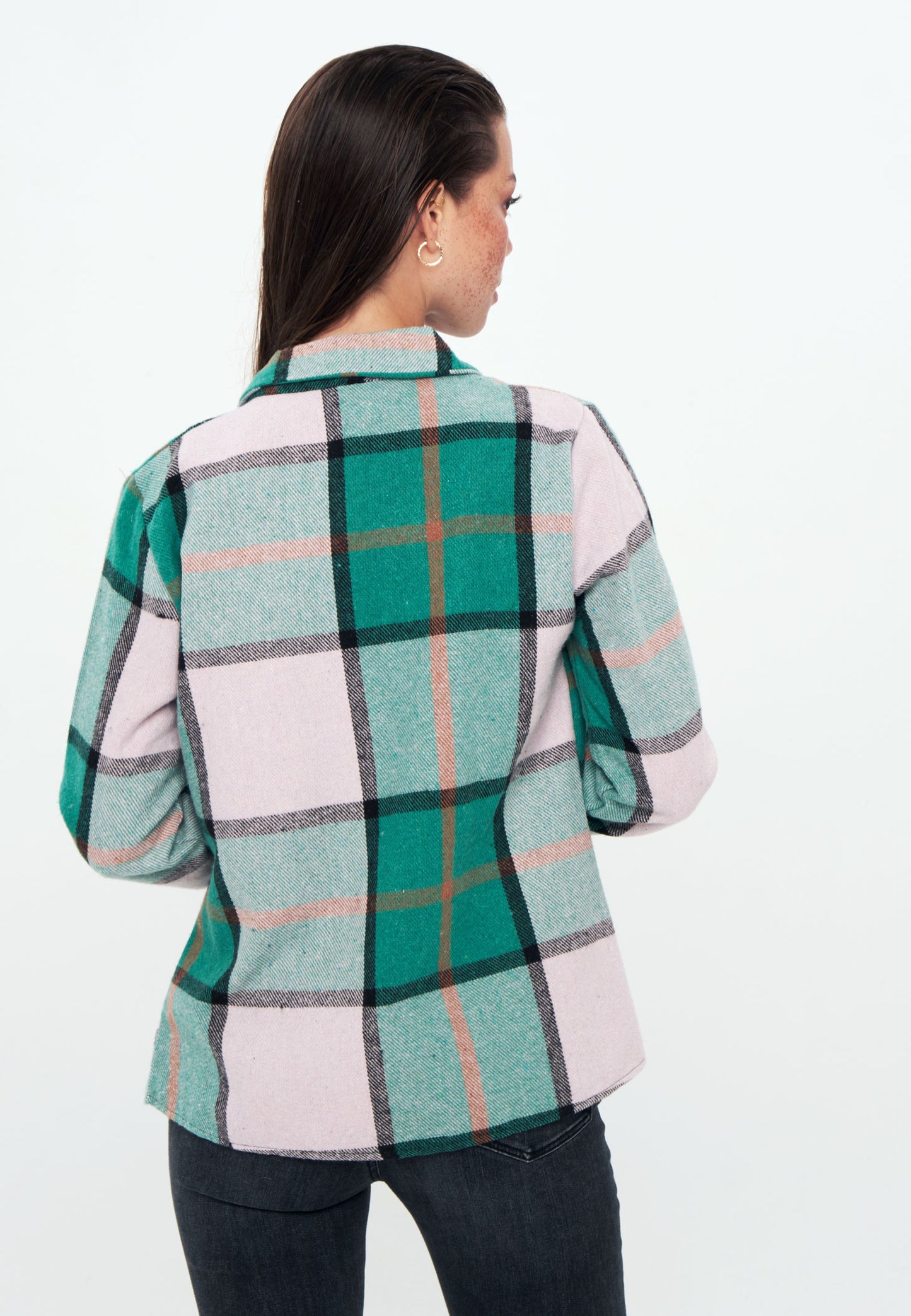 Cotton - Long Sleeve Shirt - Green beige check