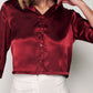 Sateen Crop Shirt - Burgundy