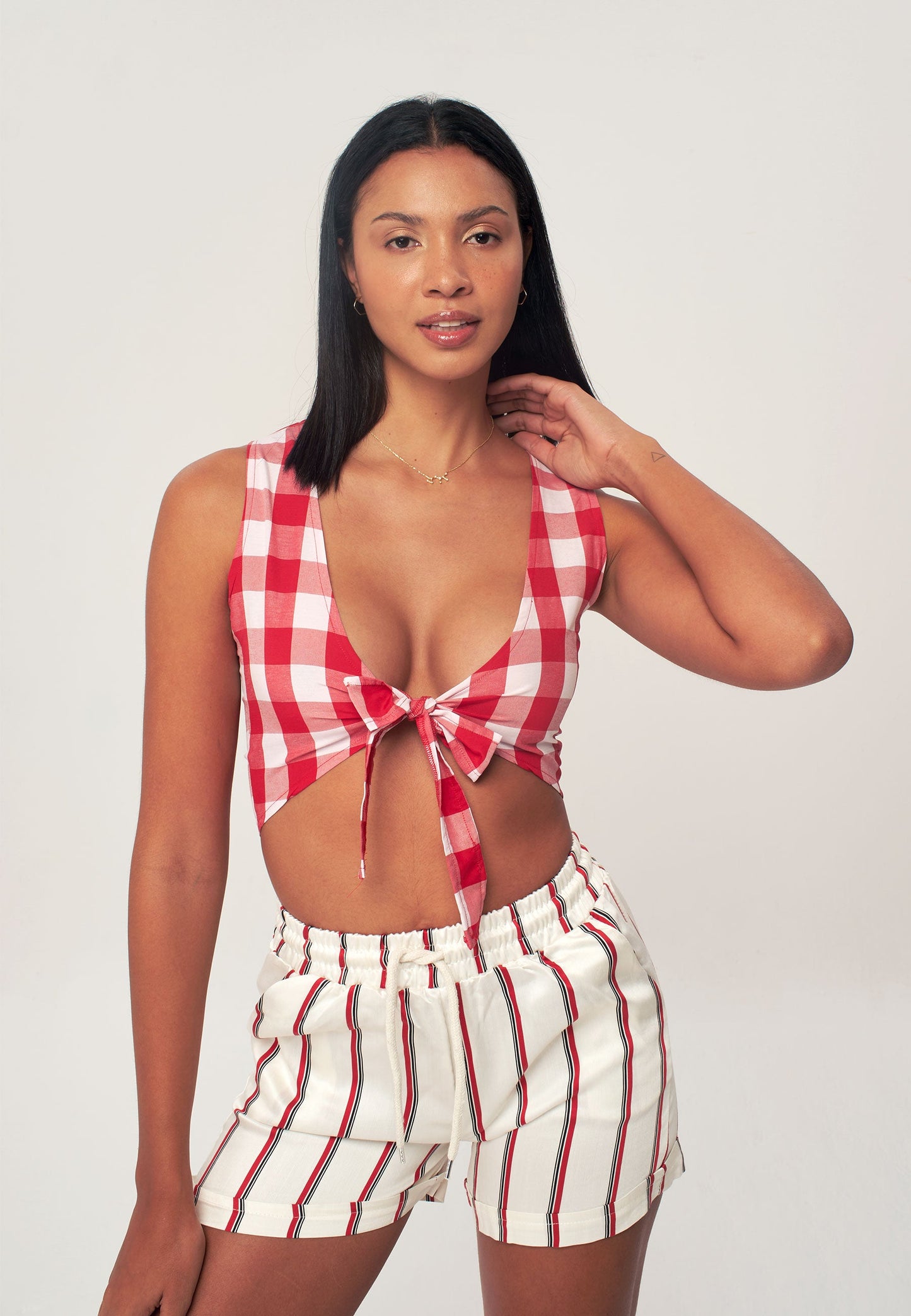 Herita Gingham Vest Blouse