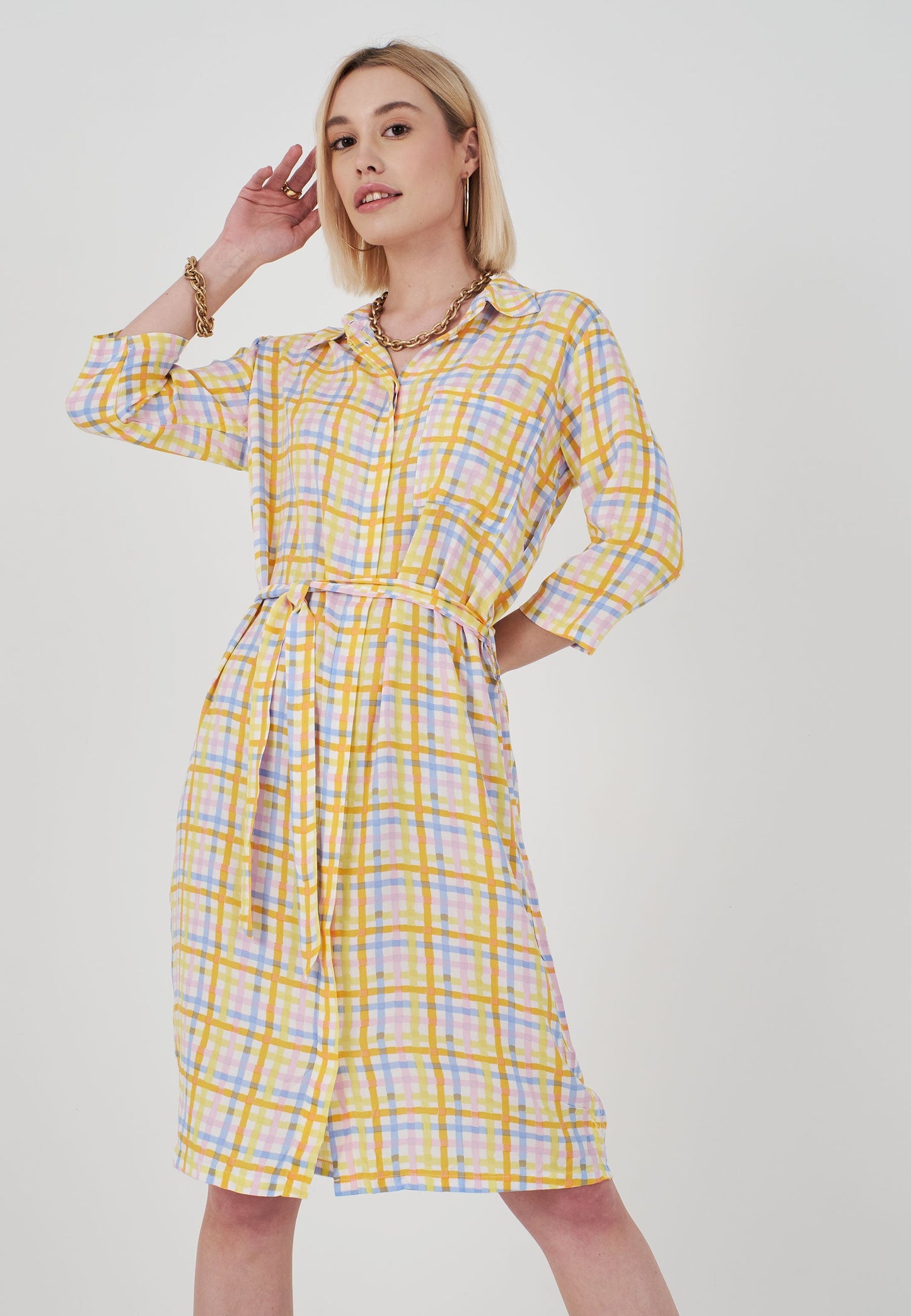 Plaid Patterned Shirt Dress