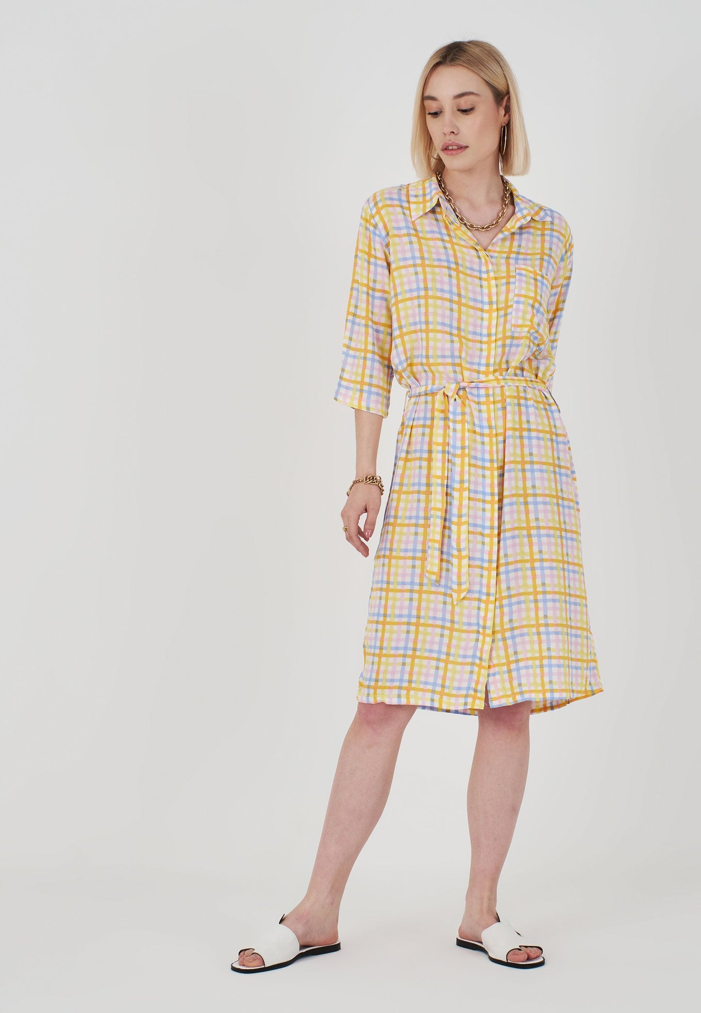 Plaid Patterned Shirt Dress