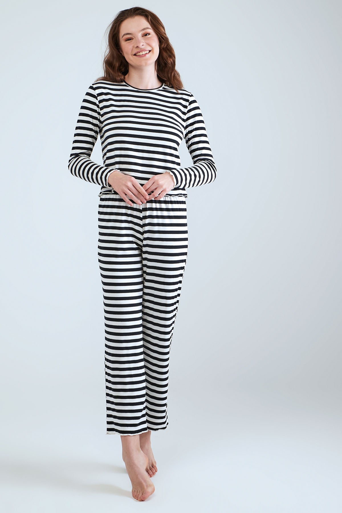 Long Sleeve Striped - Pyjama Set - Navy Blue