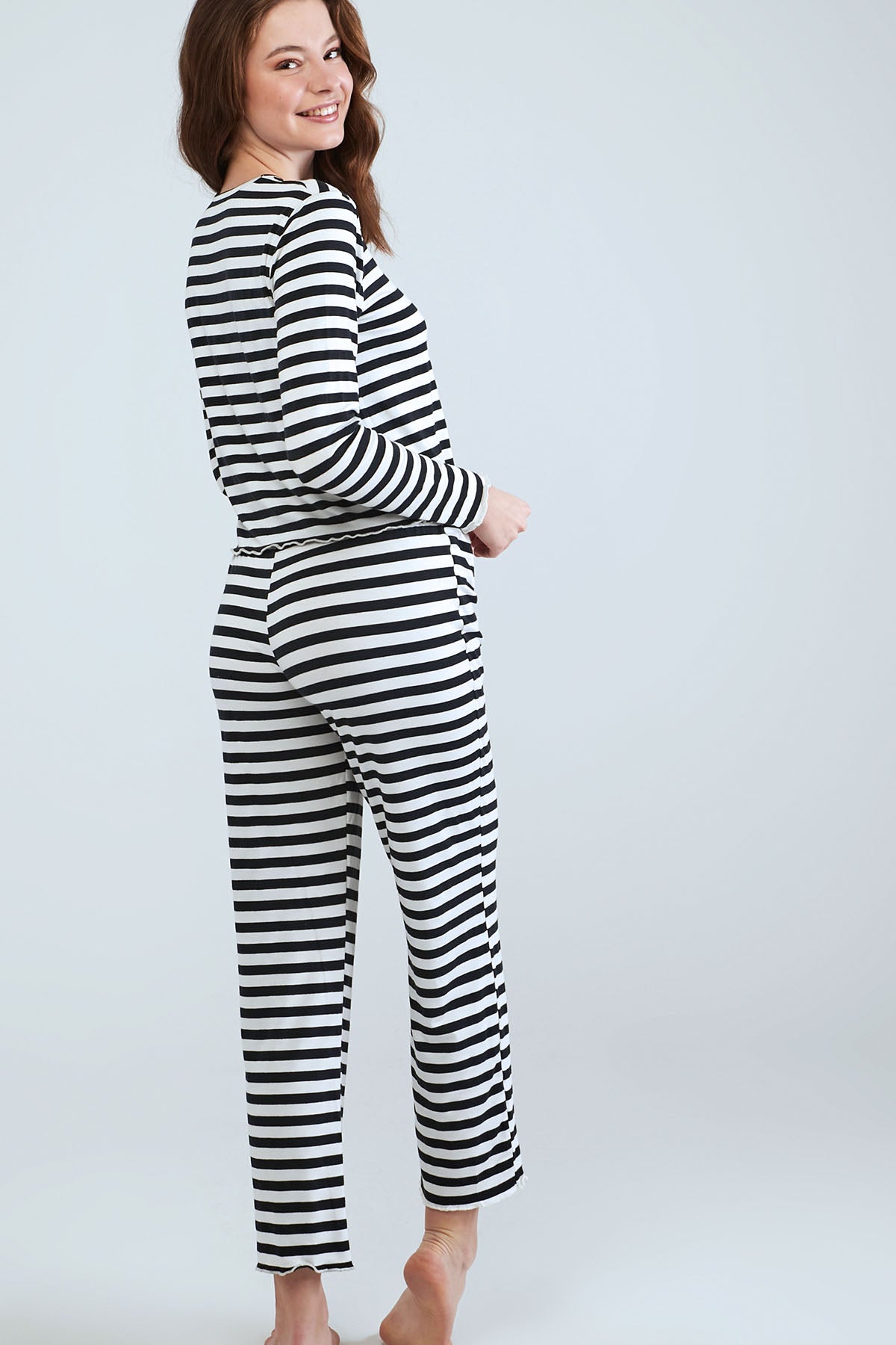 Long Sleeve Striped - Pyjama Set - Navy Blue