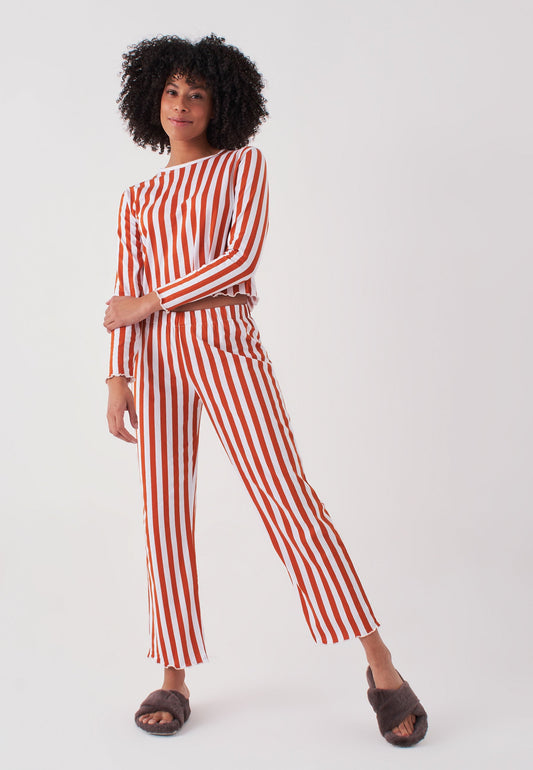 Long Sleeve Striped - Pyjama Set - Orange