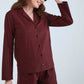 Partterned Shirt Long Sleeve Pyjama Set - Maroon