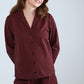 Partterned Shirt Long Sleeve Pyjama Set - Maroon