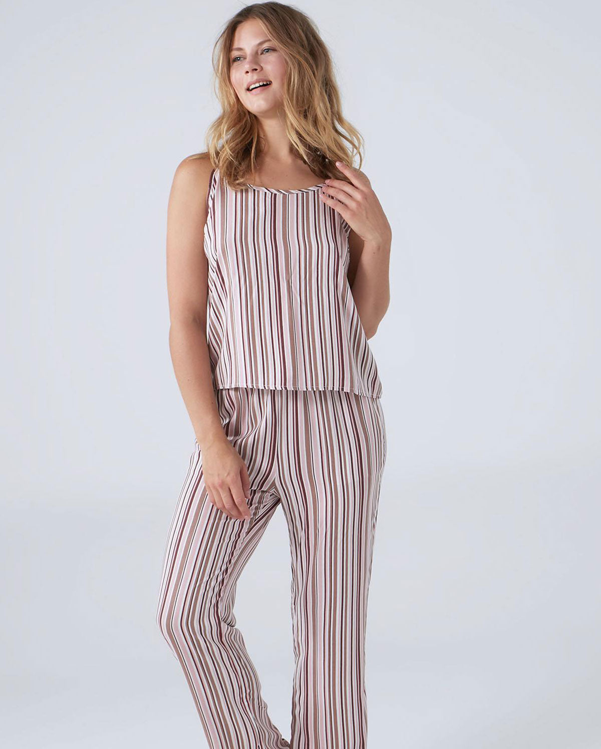Printed Pyjama Set - Pink Striped