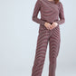 Long Sleeve Striped Pyjama Set - Mix Color