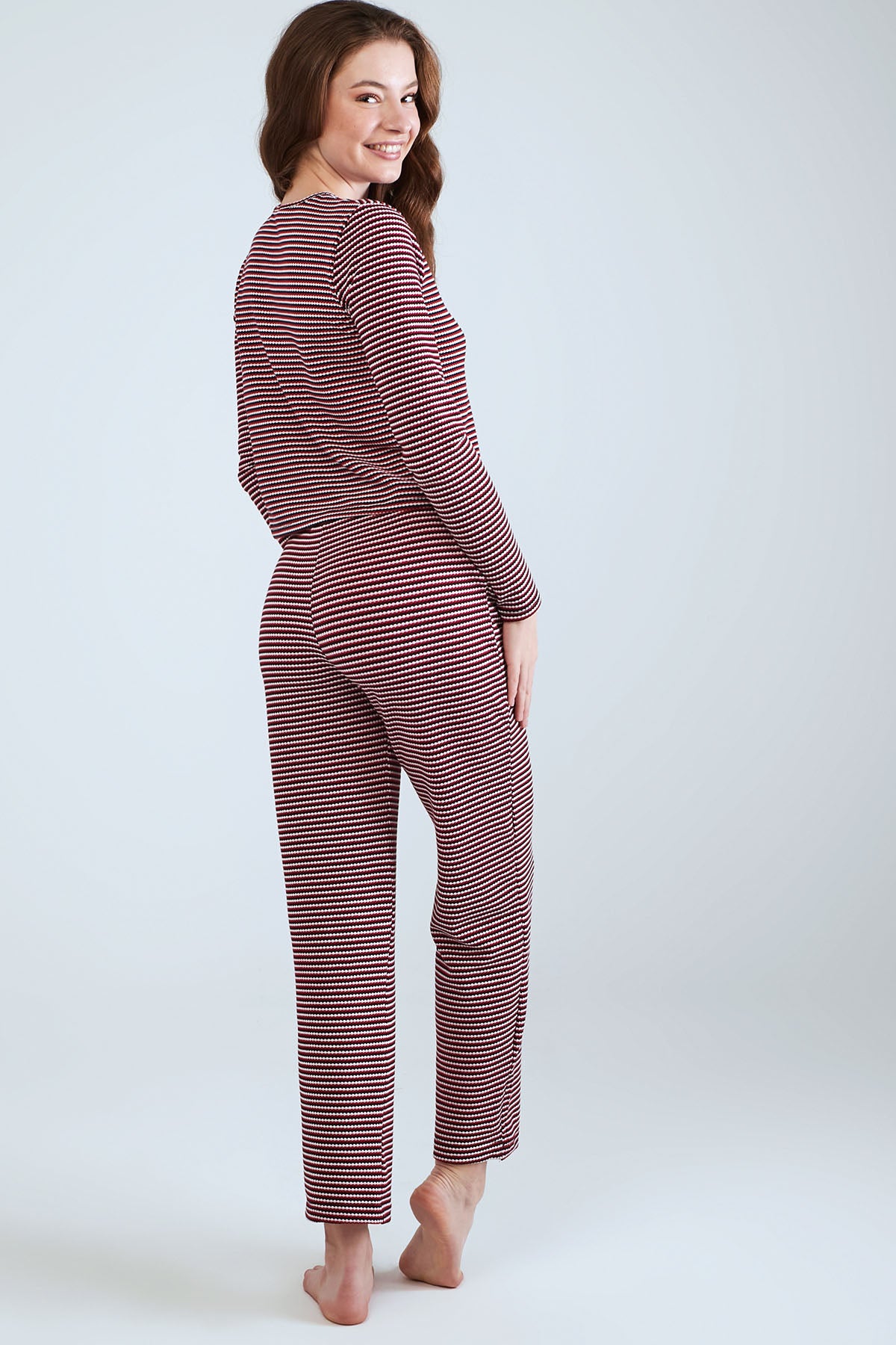 Long Sleeve Striped Pyjama Set - Mix Color