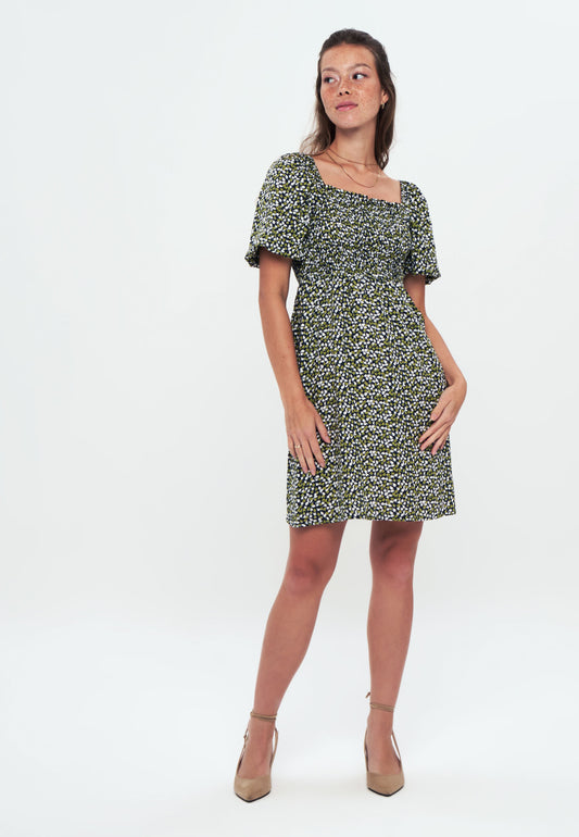 Herita Printed Smock Dress mix color