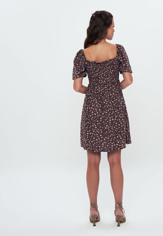 Herita Printed Smock Dress brown