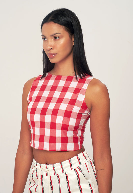 Gingham Vest Blouse