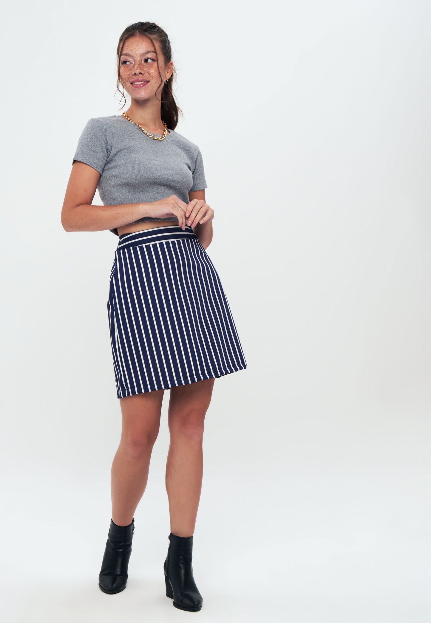 Herita Mini Skirt Striped Navy Blue