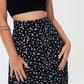 Herita Printed Long Slit Skirt Black floral