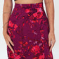 Herita Printed Long Slit Skirt Fuchsia floral