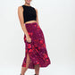 Herita Printed Long Slit Skirt Fuchsia floral