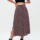 Herita Printed Long Slit Skirt Brown