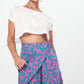 SKORT - Printed Wrap Skirt Short - pink blue