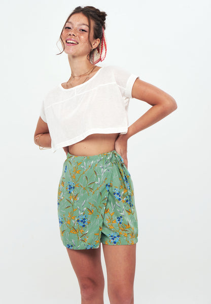 SKORT - Printed Wrap Skirt Short - green