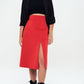 Front Slit Midi Skirt - Orange