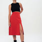 Front Slit Midi Skirt - Orange