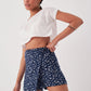 Polka Dot Patterned Skort - Navy Blue