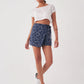 Polka Dot Patterned Skort - Navy Blue