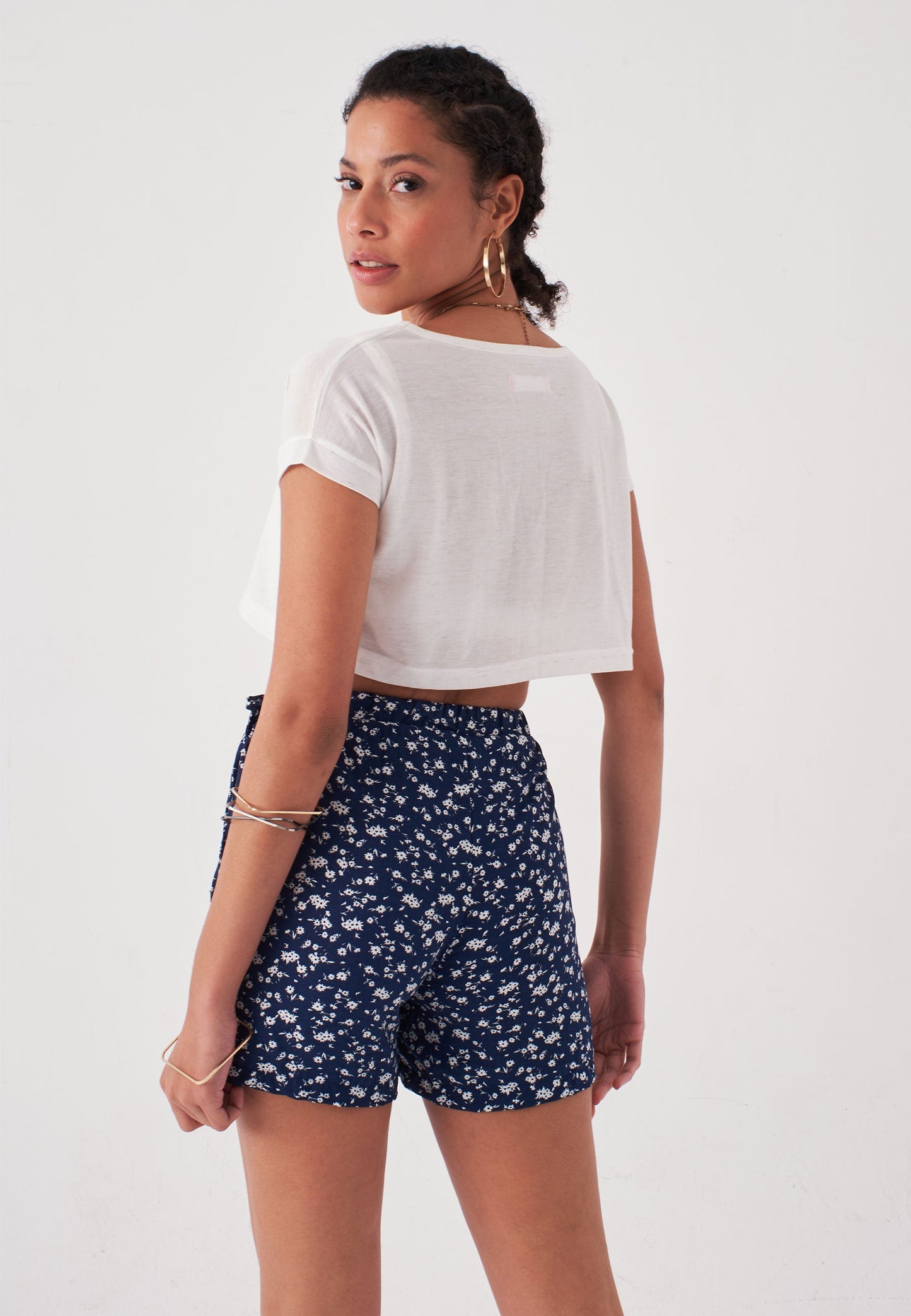 Polka Dot Patterned Skort - Navy Blue