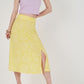 Yellow Patterned Skirt - White