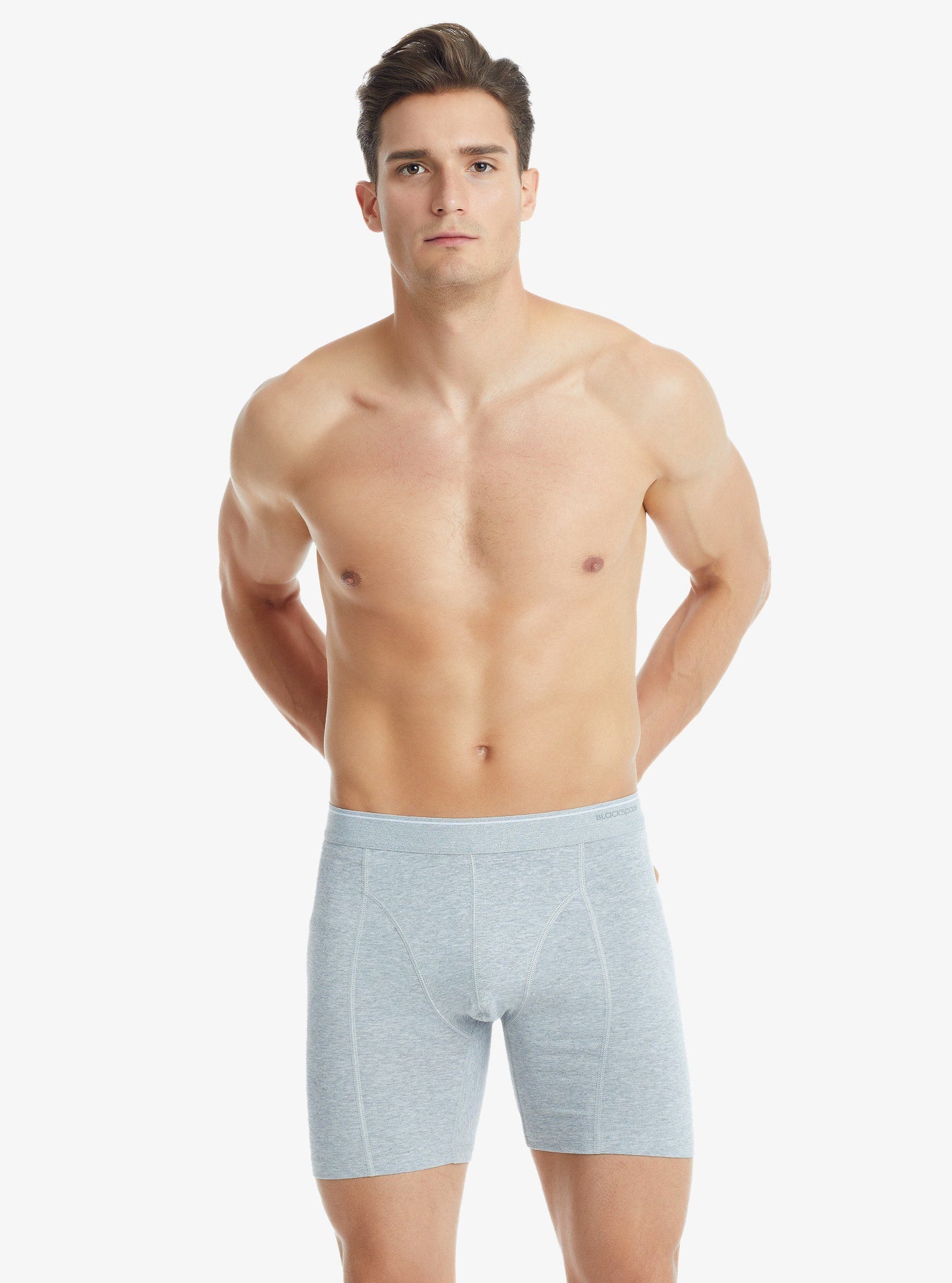 Herren Retro Baumwoll Stretch Boxershorts 9216 - Grau Melange