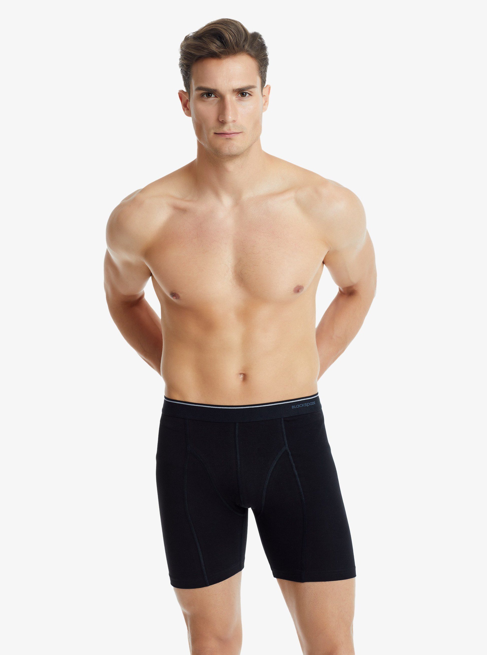 Herren Retro Baumwoll Stretch Boxershorts 9216 - Schwarz