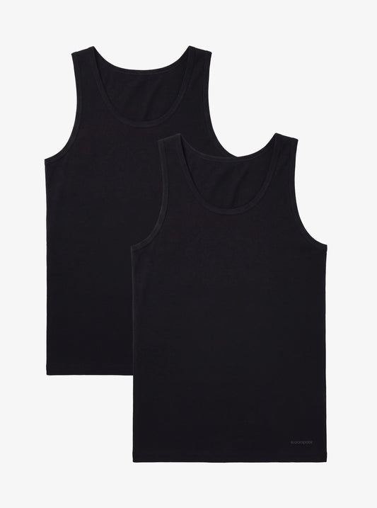Herren Weit Schnitt Weste 2er Set - Schwarz
