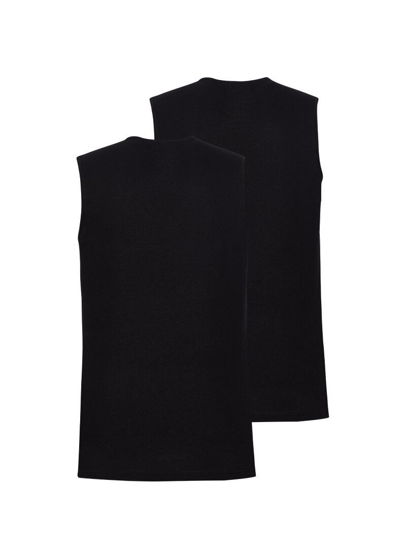 Herren Weit Schnitt Weste 2er Set - Schwarz