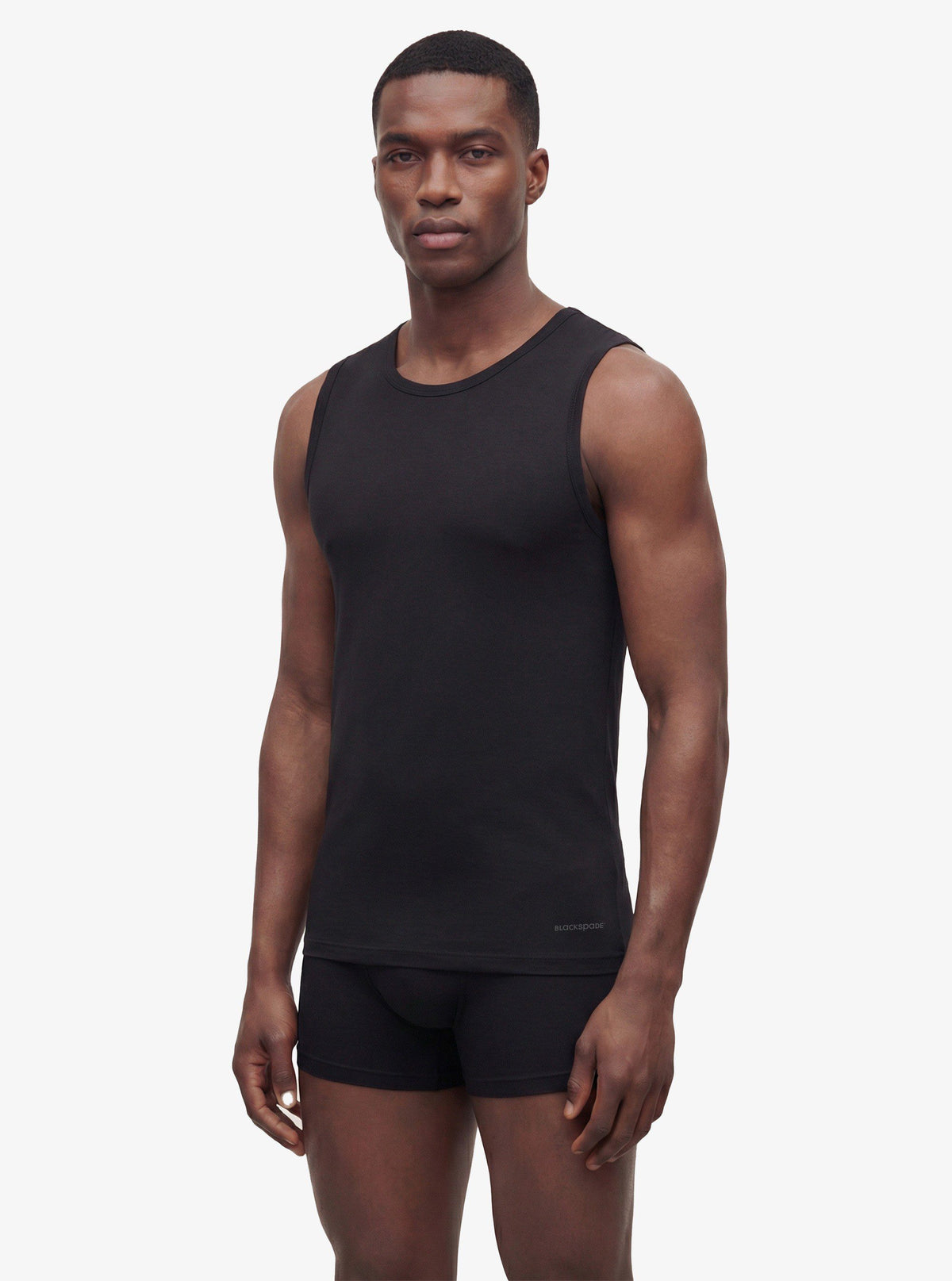 Herren Ärmelloses Baumwollshirt - Schwarz