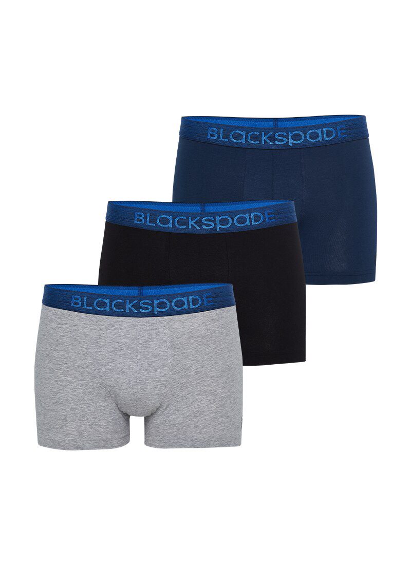 Herren Boxershorts 3er Set - Grau Blau Schwarz