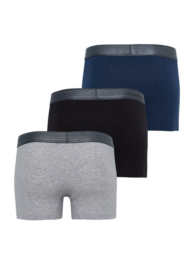 Herren Boxershorts 3er-Pack - Grau, Blau, Schwarz