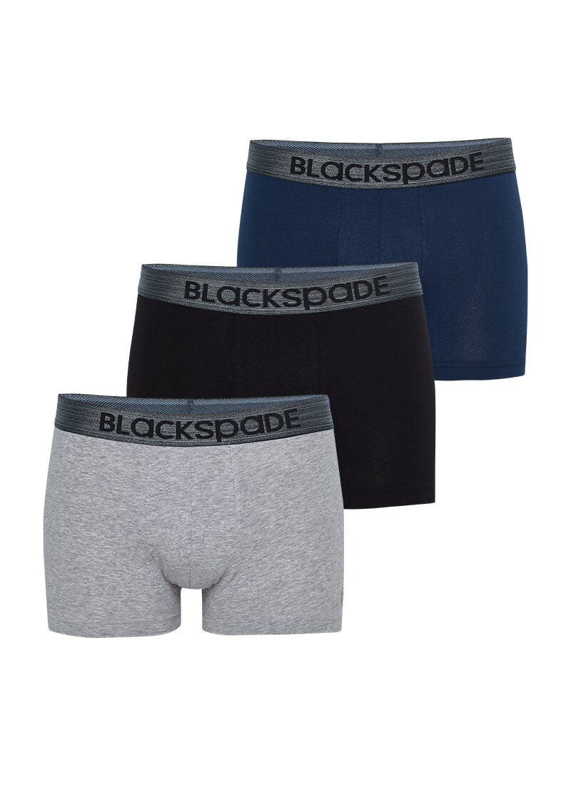 Herren Boxershorts 3er-Pack - Grau, Blau, Schwarz