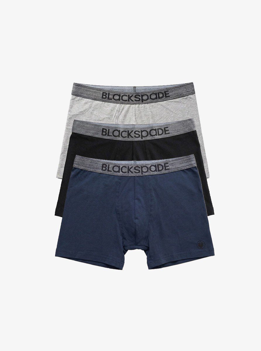 Herren Boxer Shorts 3er-Pack - Grau Blau Schwarz