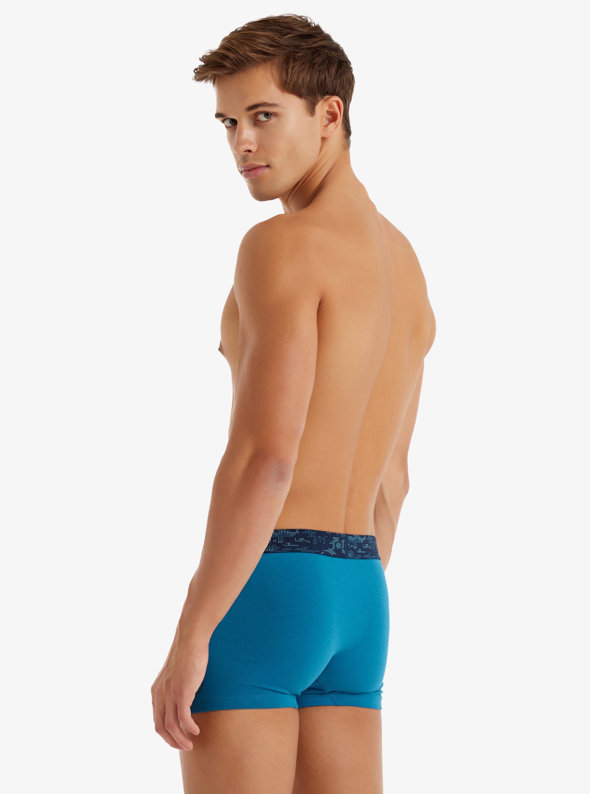 Herren Baumwoll Stretch Boxershorts 9556 - Blau
