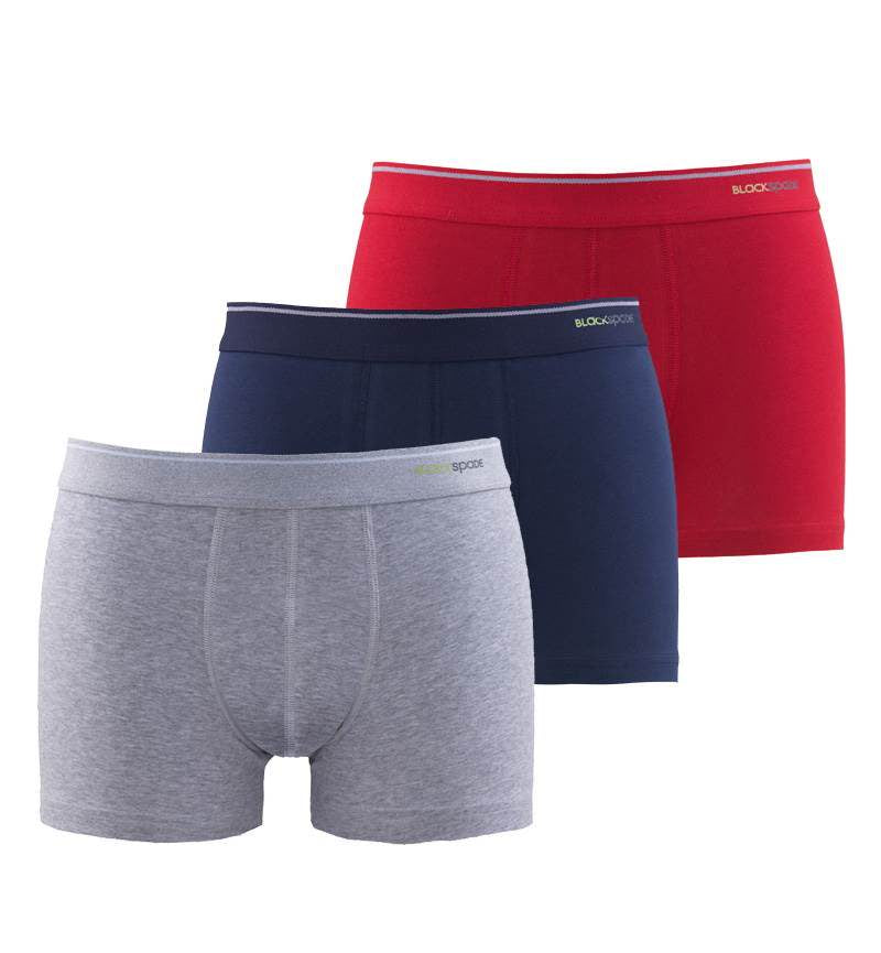 Herren Boxershorts 3er-Pack - Grau, Blau, Rot