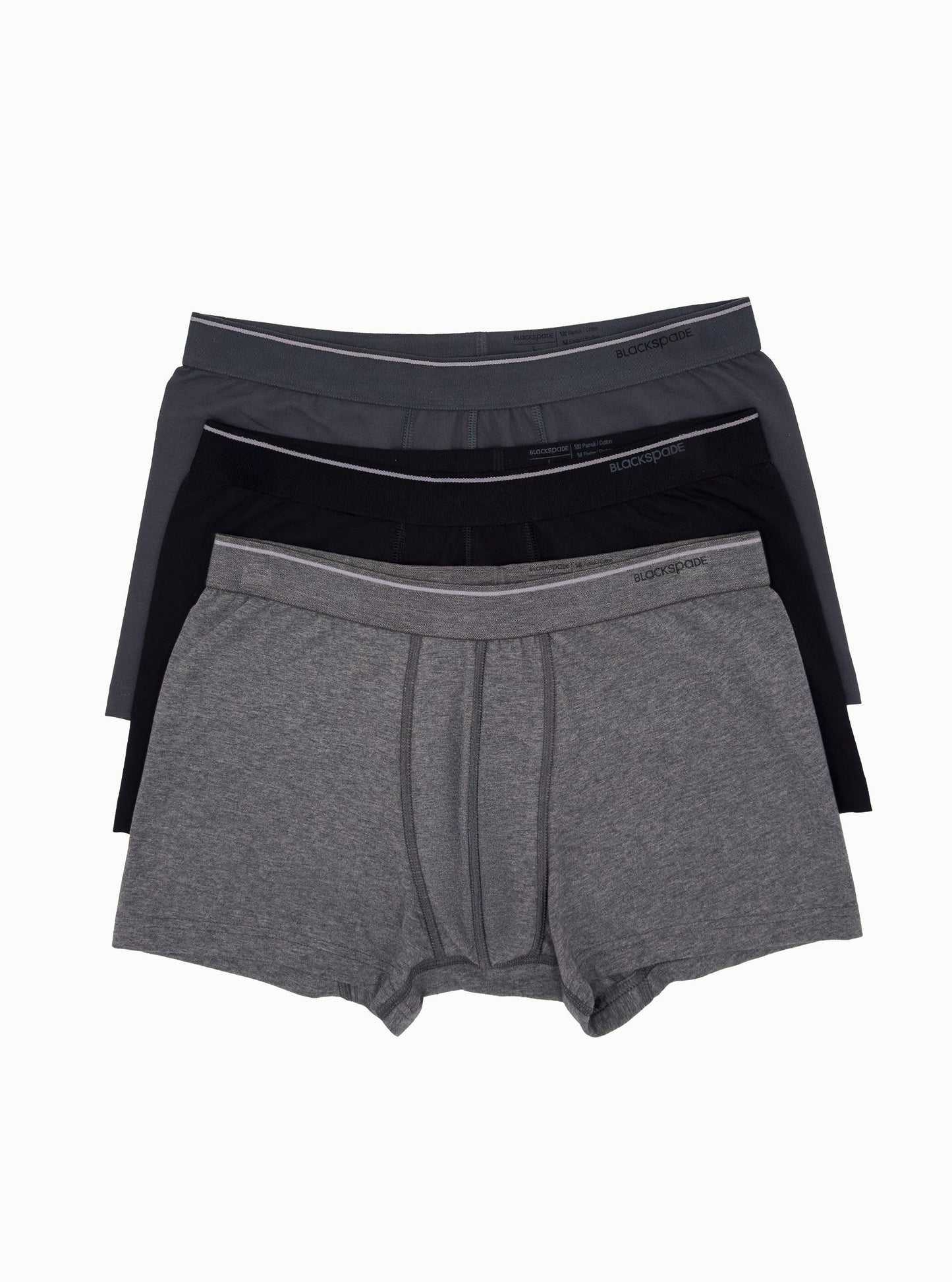 Herren Boxer 3er-Pack Weiche Baumwolle - Schwarz Grau