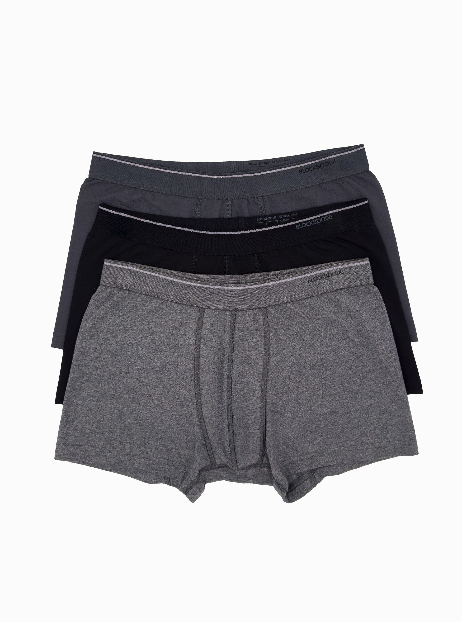 Herren Boxer 3er-Pack Weiche Baumwolle - Schwarz Grau