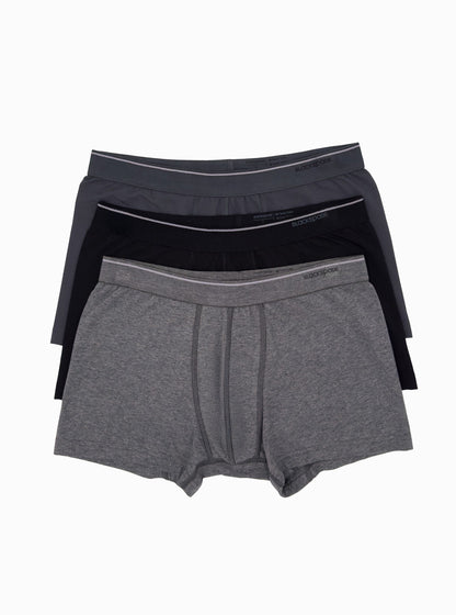 Herren Boxer 3er-Pack Weiche Baumwolle - Schwarz Grau