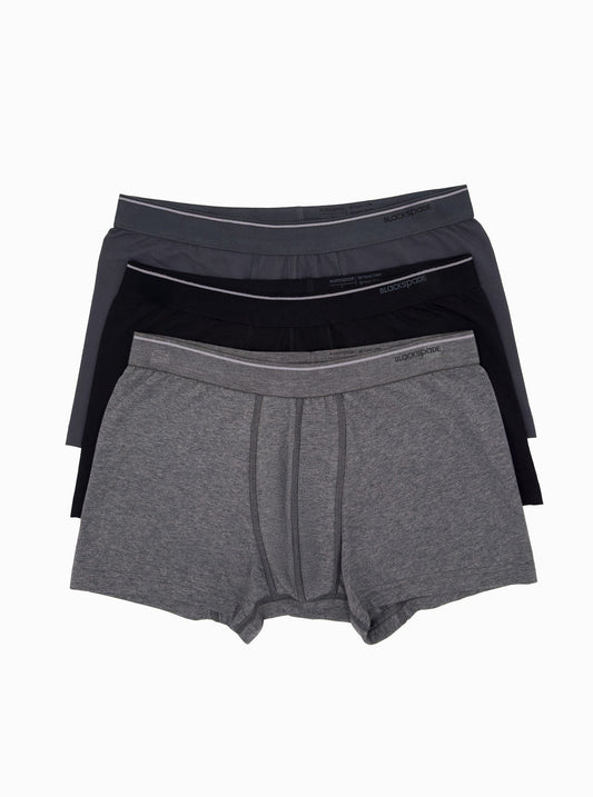 Herren Boxer 3er-Pack Weiche Baumwolle - Schwarz Grau