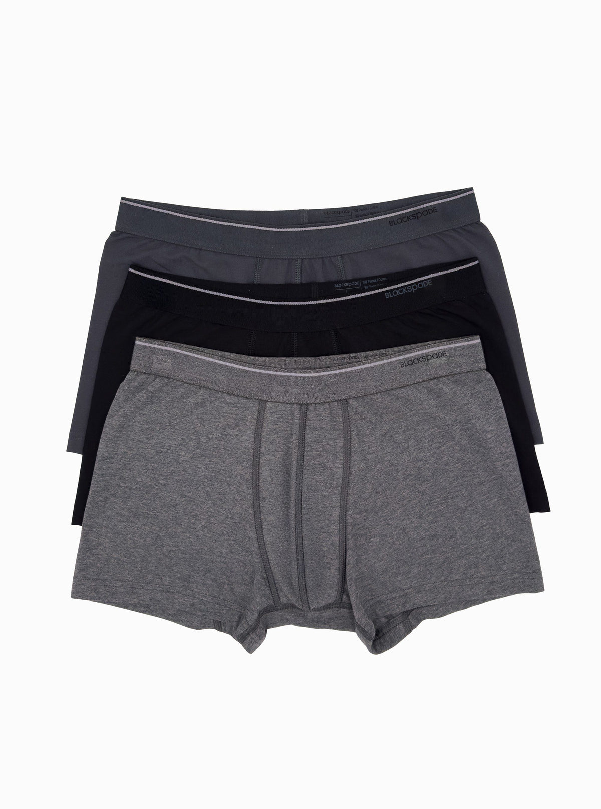 Herren Boxer 3er-Pack Weiche Baumwolle - Schwarz Grau