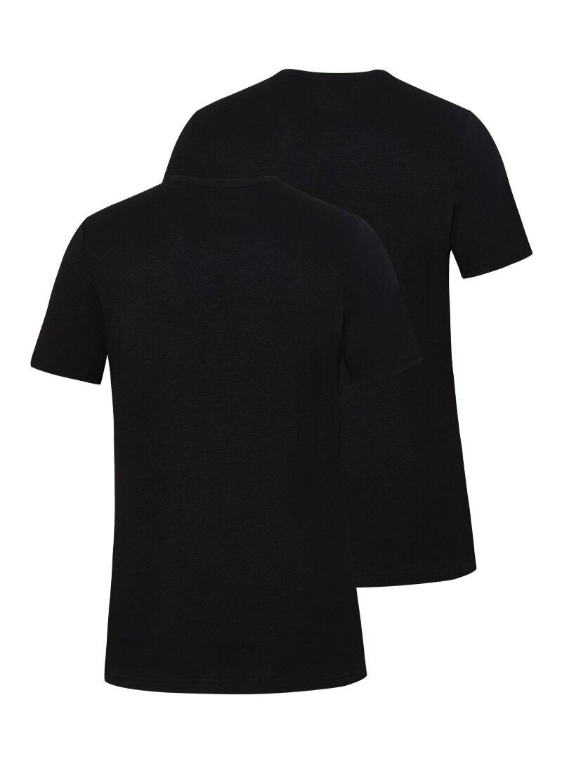 Herren Fein Baumwollunterhemd 2er-Pack - Schwarz