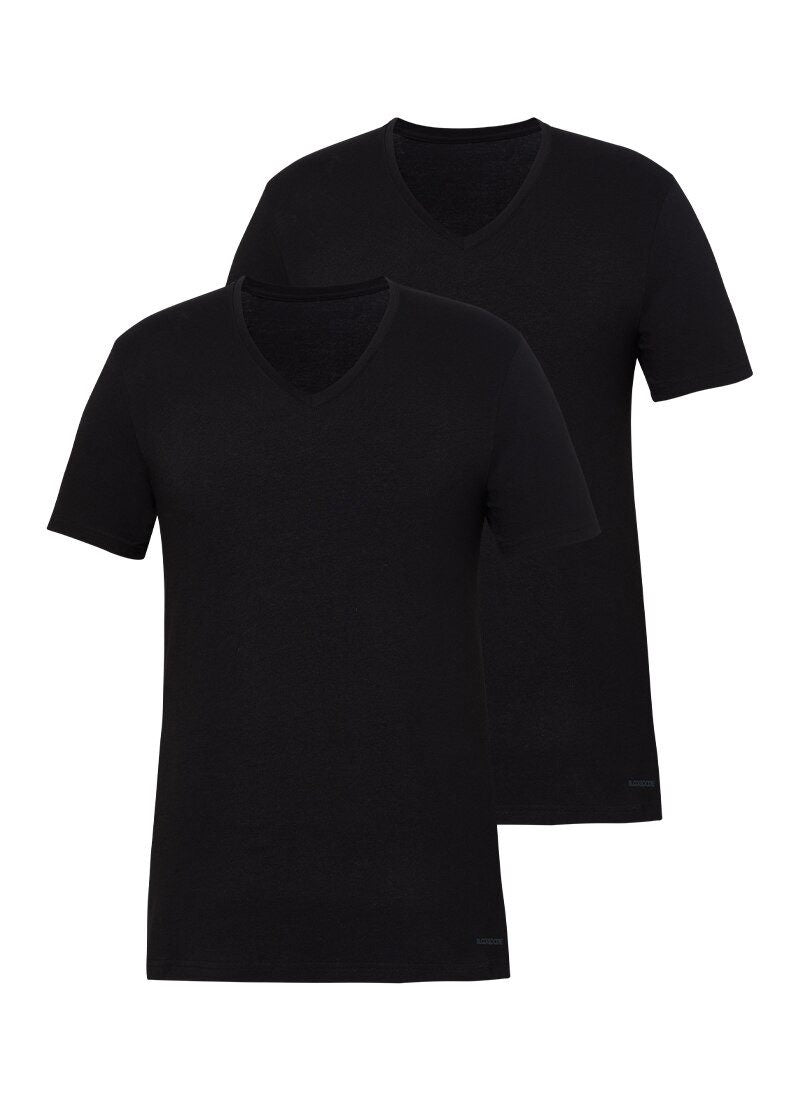 Herren Fein Baumwollunterhemd 2er-Pack - Schwarz