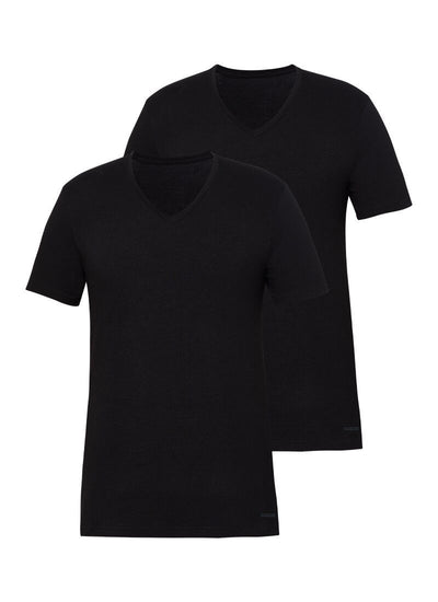 Herren Fein Baumwollunterhemd 2er-Pack - Schwarz