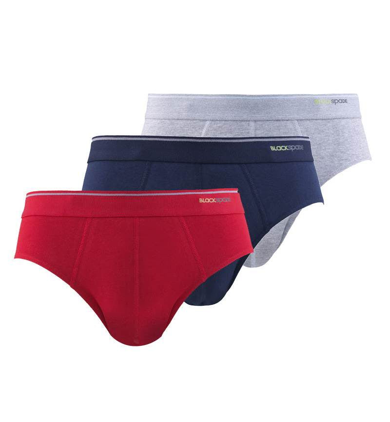 Herren 3er-Pack Weiche Baumwollslips - Grau, Blau, Rot