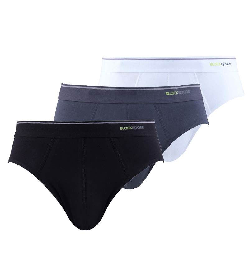 Herren 3er-Pack Weiche Baumwollslips - Weiß Schwarz Grau
